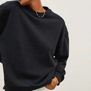 Everlane Black Track Oversized Crew Sweater
